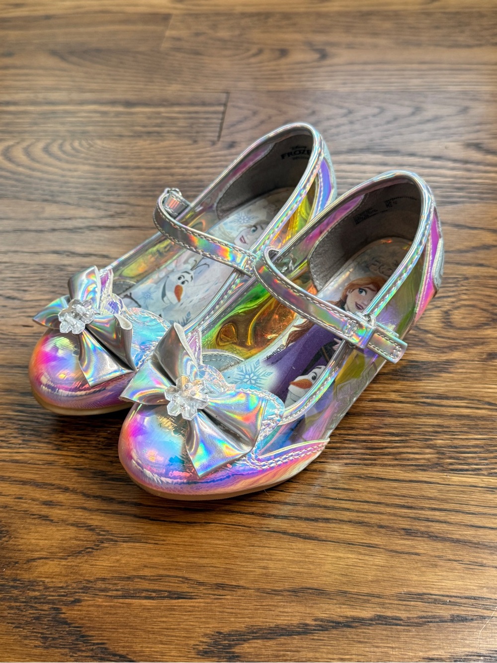 Disney Frozen Toddler Girls Iridescent Mary Jane Dress Up Shoes with Bow Size 9 - Picture 8 of 13